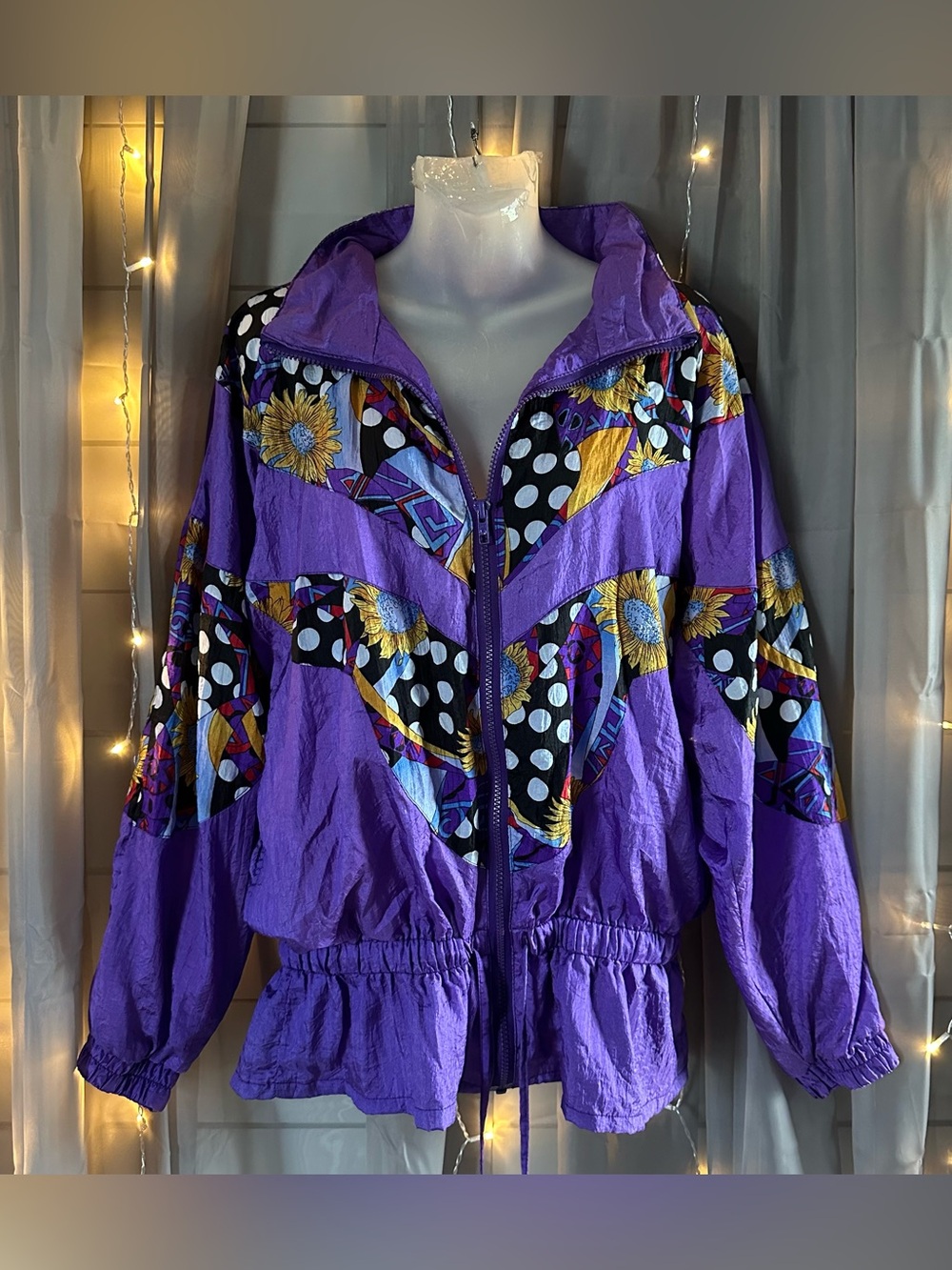 Vintage Kuma purple and floral zip up windbreaker Sz M